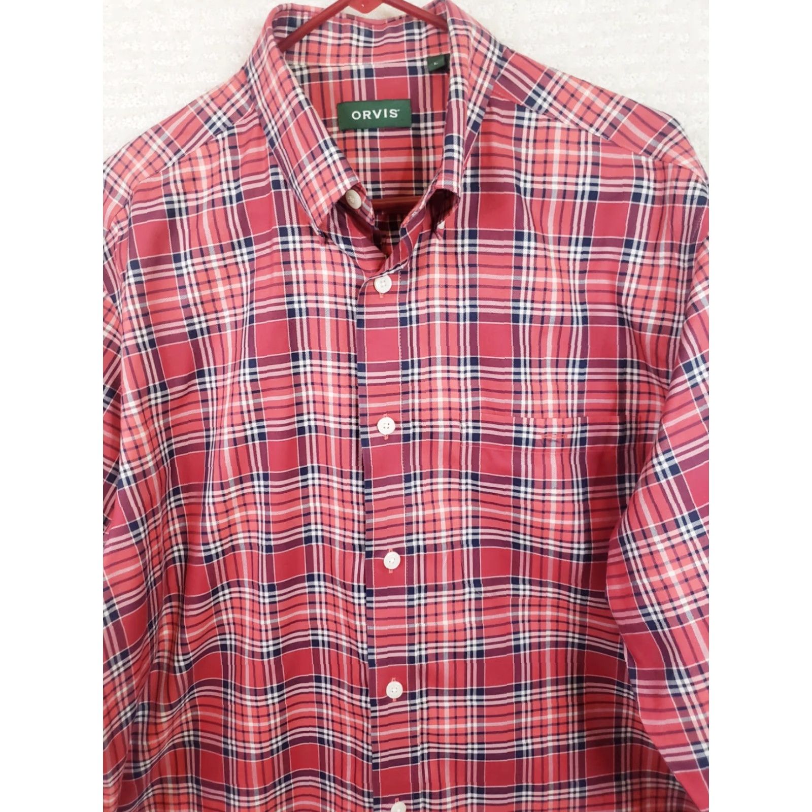 Orvis Orvis Shirt L Red Plaid Long Sleeve Button-Down 100% Cotton Button-Front Pocket Men Regular Size L Mens Size US L / EU 52-54 / 3 - 2 Thumbnail