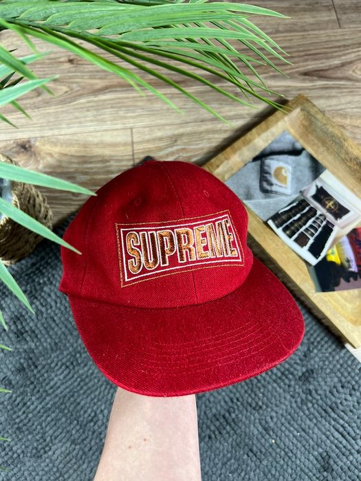 Supreme 🇺🇸 SS18 SUPREME METALLIC ARC 6 PANEL BOX LOGO CAP HAT