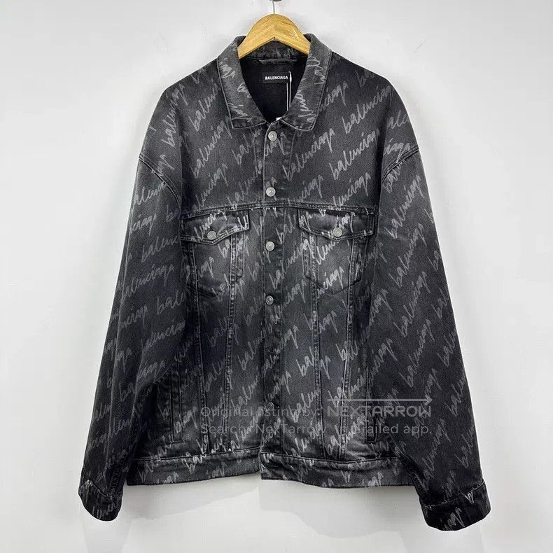 Balenciaga Balenciaga Logo Barrage Printed Oversized Denim Jacket Size US M / EU 48-50 / 2 - 1 Thumbnail