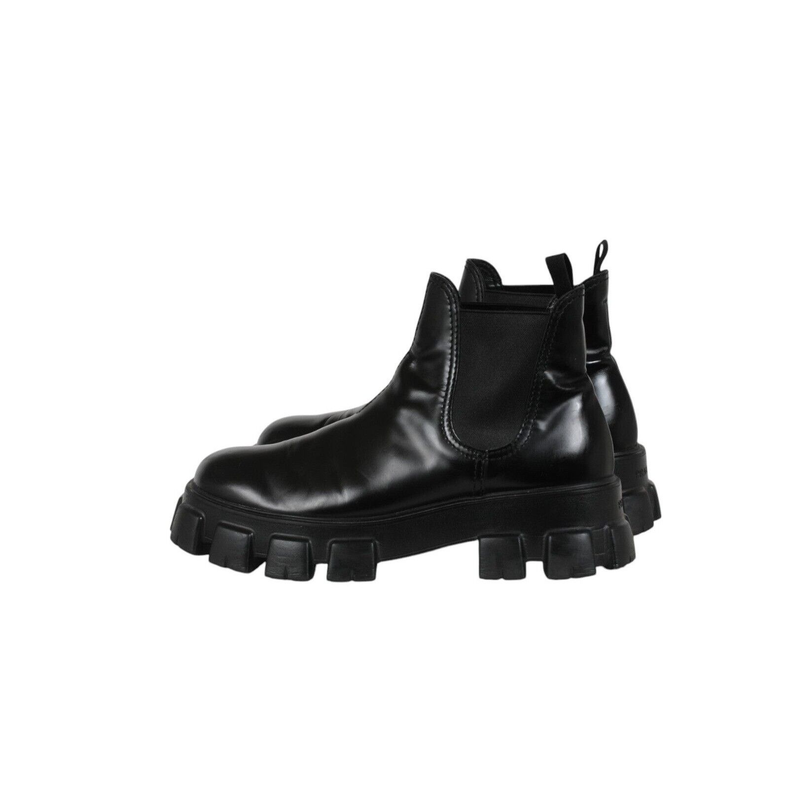 Prada Monolith Chelsea Boots Black Leather - 02511B Size US 11 / EU 44 - 6 Thumbnail