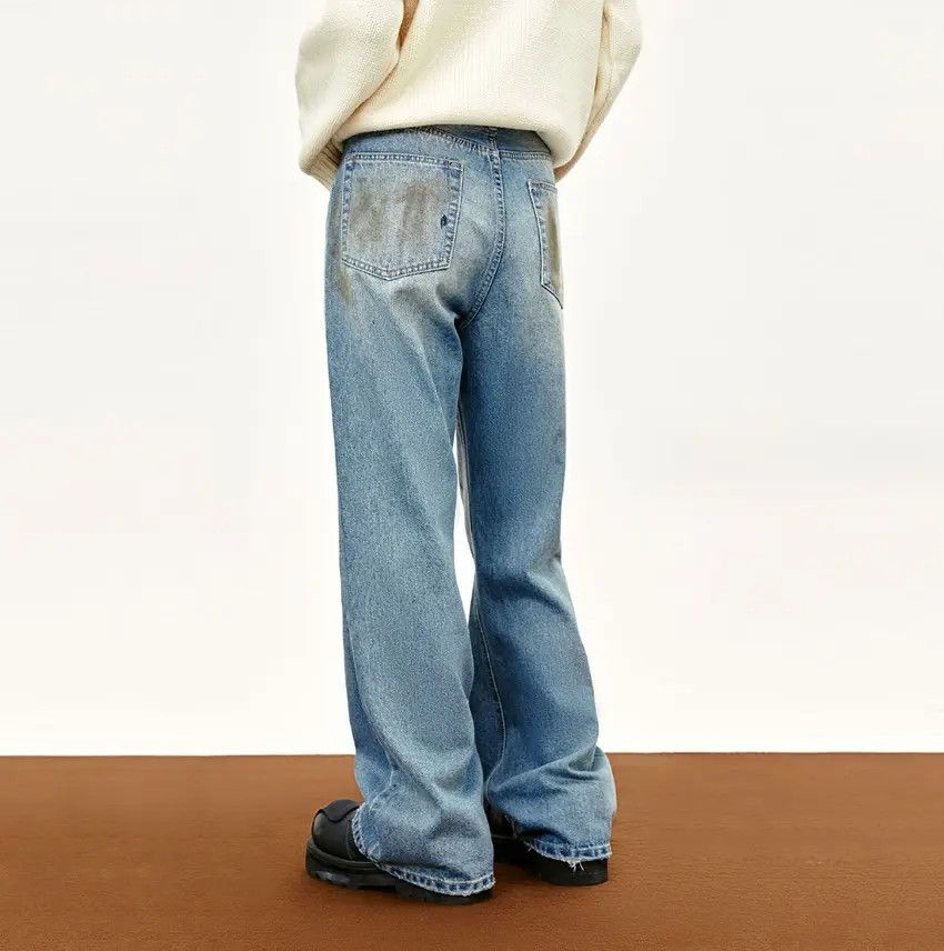 Designer × Japanese Brand Street mud-dyed washed distressed straight-leg jeans Size US 32 / EU 48 - 7 Thumbnail