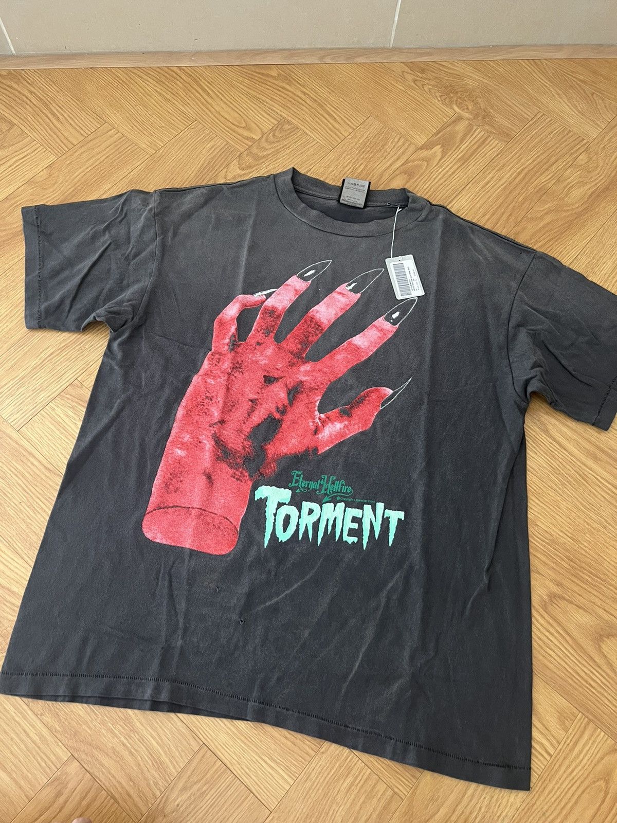 image of Saint Michael “Hand Evil” in Black, Men's (Size Large)