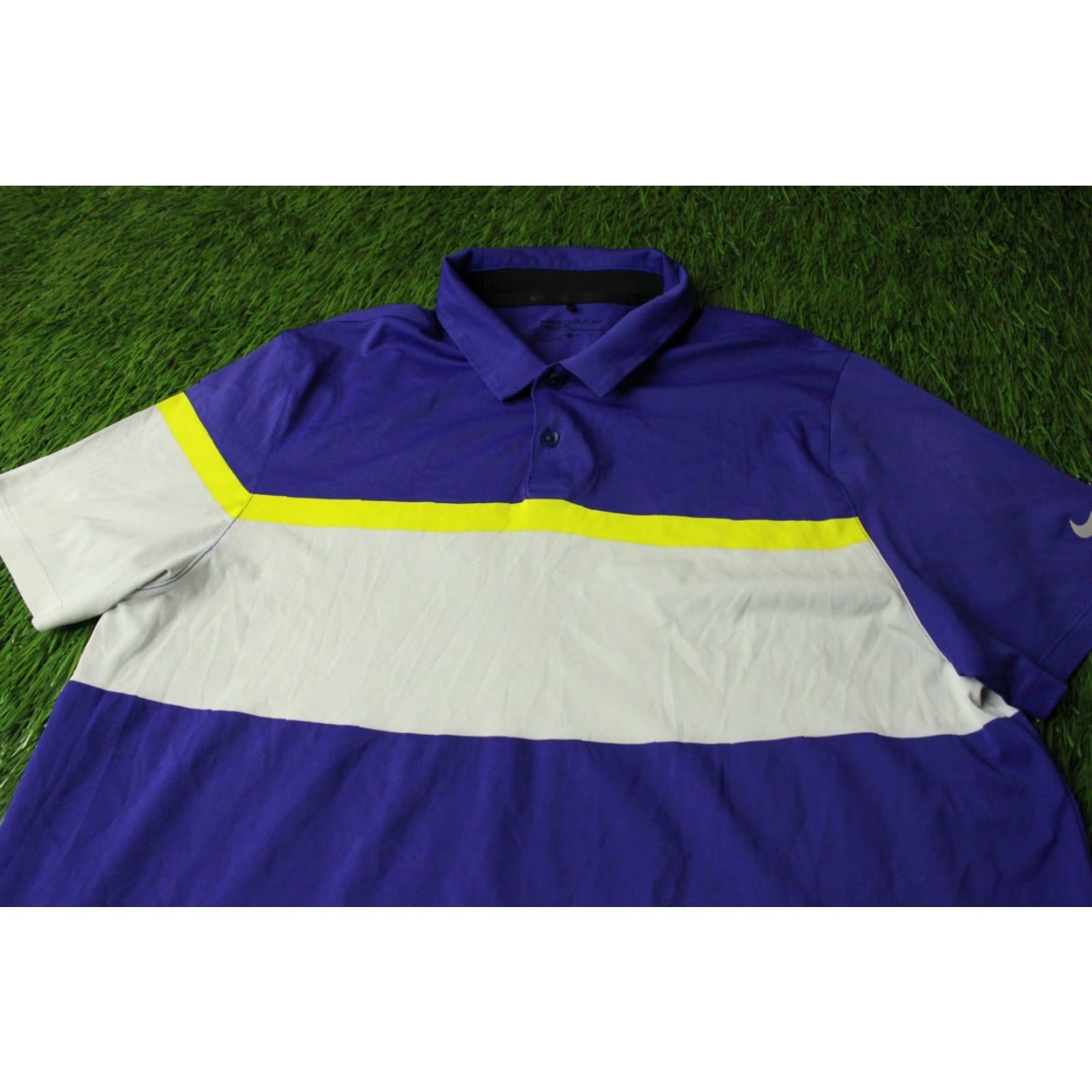 Nike NIKE Golf Dri-FIT Polo Shirt Mens XL Blue White Yellow Polo Shirt Size US XL / EU 56 / 4 - 2 Thumbnail