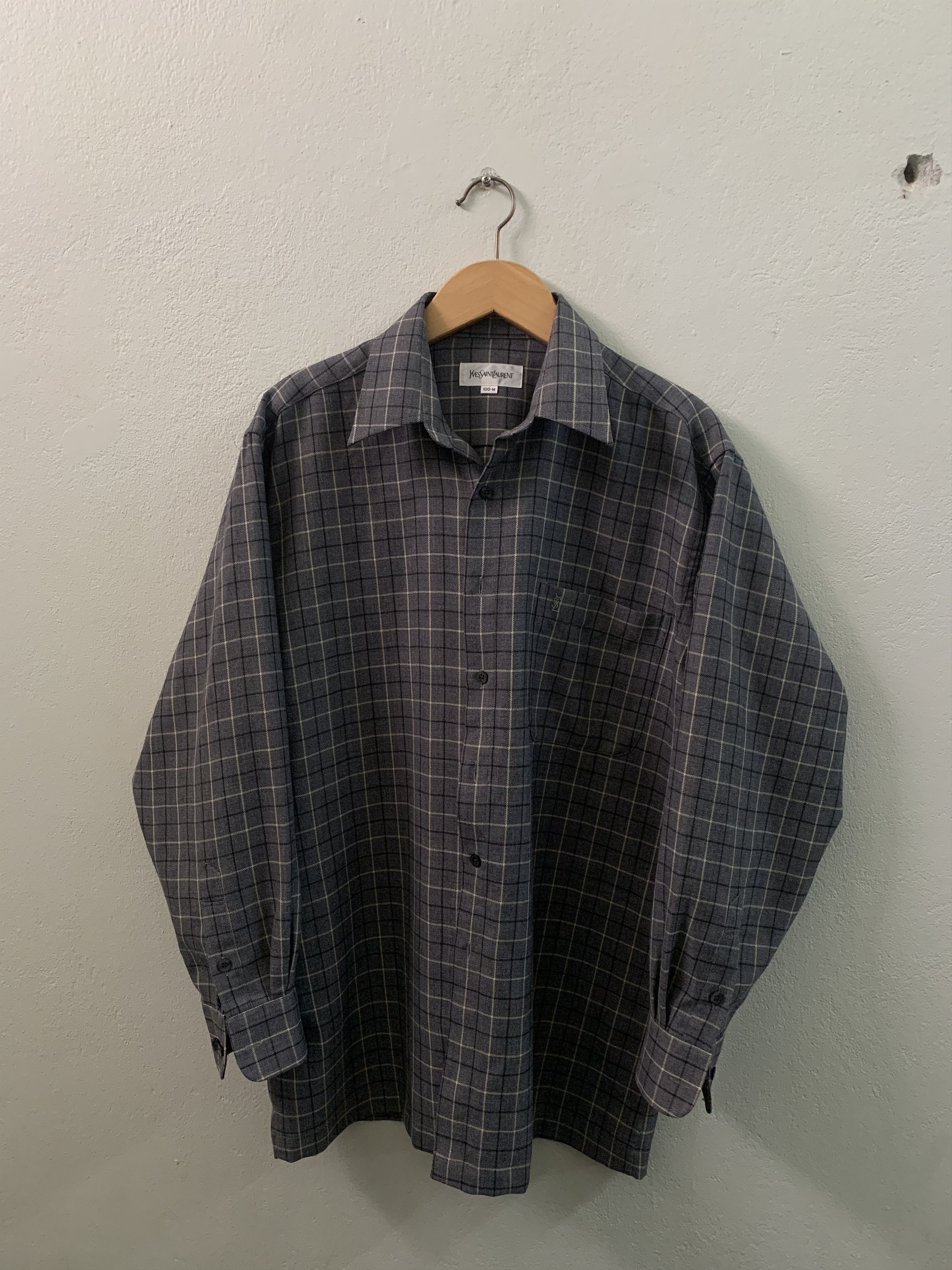 🪡Saint Laurent Shadow Plaid Flannel Shirt.✨