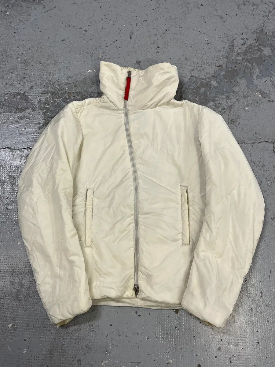 Prada 2000s Prada Asymmetrical Zip Retractable Hood White Jacket Size US M / EU 48-50 / 2 - 1 Thumbnail