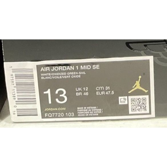 Jordan Brand Jordan 1 MID SE White Oxidized Green MENS 13US Size US 13 / EU 46 - 6 Thumbnail