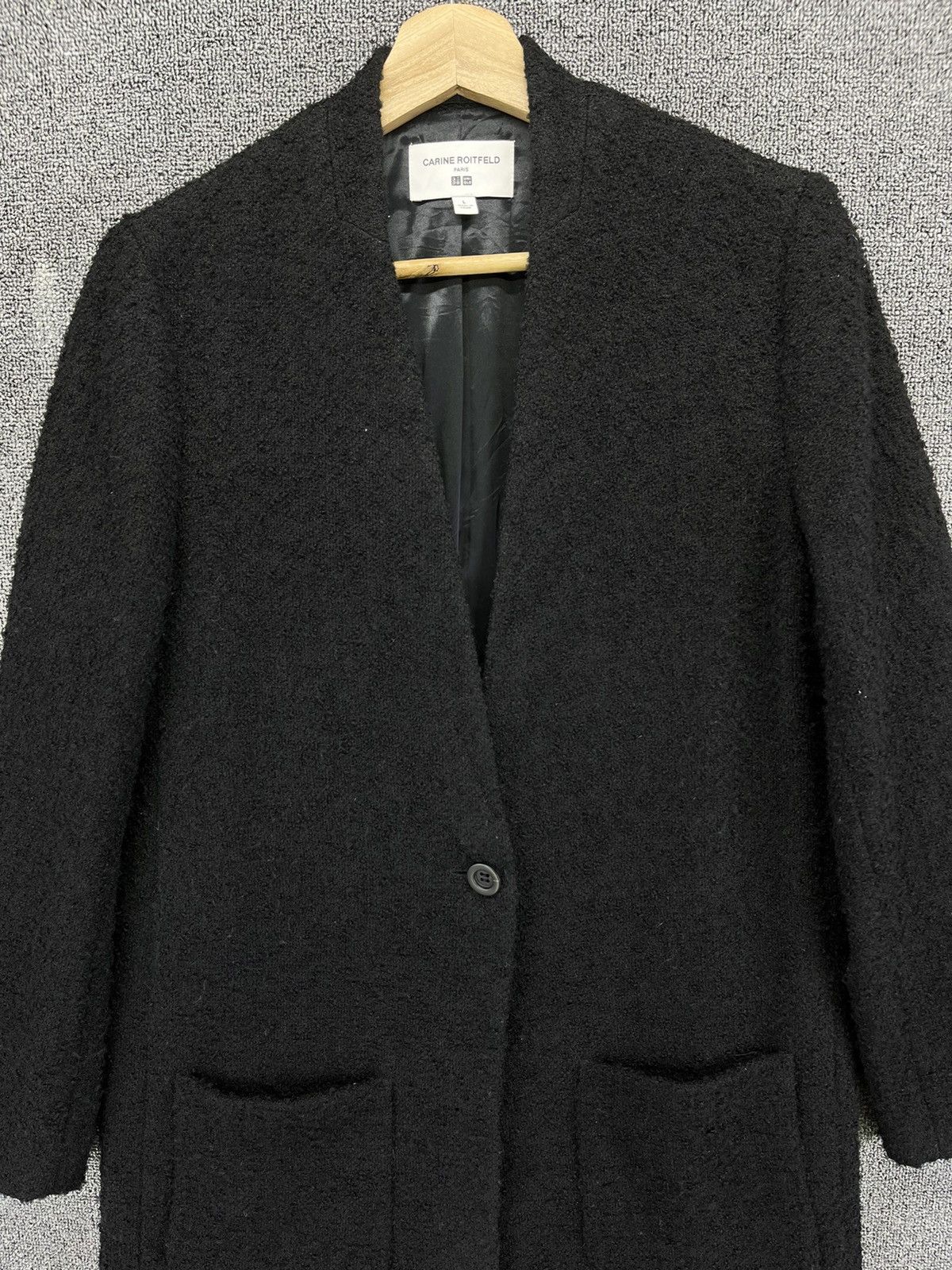 Japanese Brand Carine Roitfeld Uniqlo Black Wool Cardigan Jacket Size L / US 10 / IT 46 - 8 Thumbnail