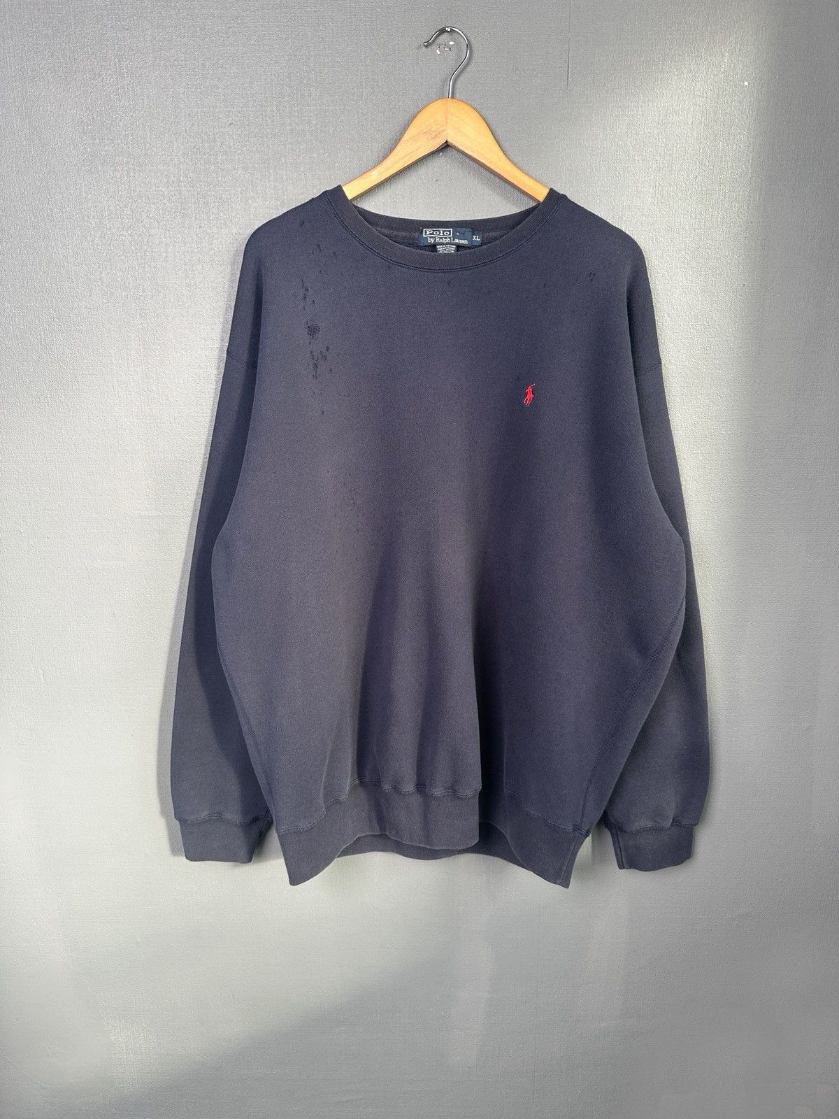 Polo Ralph Lauren 90s POLO RALPH LAUREN Distressed Sweatshirt Navy Blue XL Size US XL / EU 56 / 4 - 8 Thumbnail