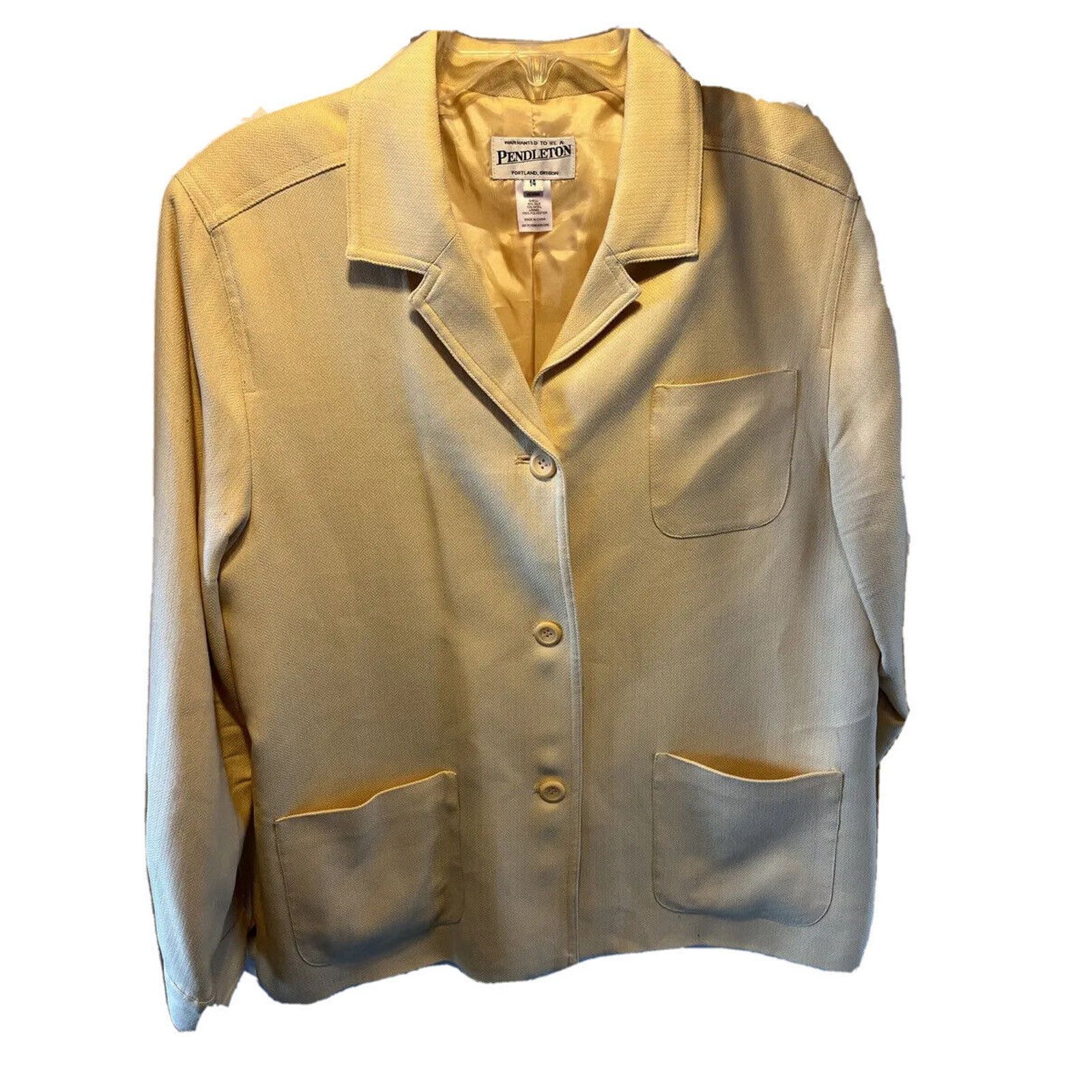 Pendleton Pendleton Womens 14 Wool Silk Blend yellow Dress Suit Blazer Size XL / US 12-14 / IT 48-50 - 1 Thumbnail