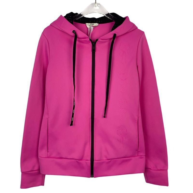Fendi Fendi Womens Rose Pink Logo Embroidered Hoodie Jacket Size 4 Size S / US 4 / IT 40 - 1 Thumbnail