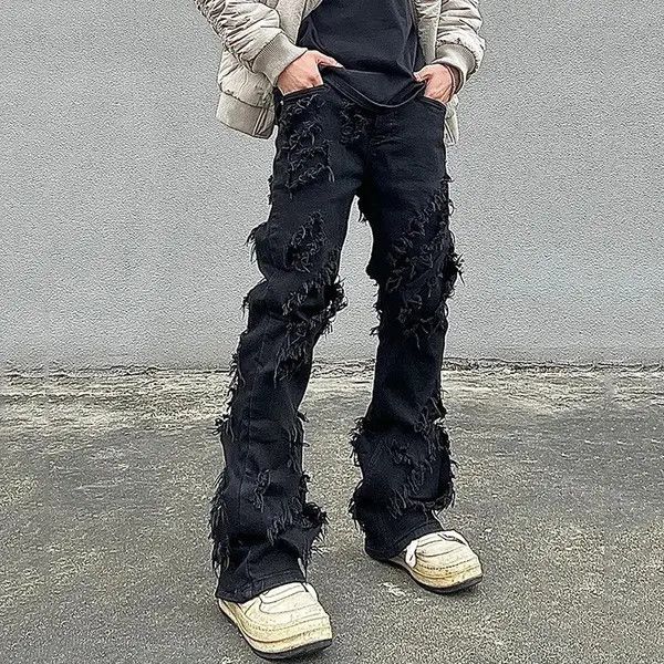 VIBE Opium Distressed Black Stack Denim Jeans y2k retro style Size US 32 / EU 48 - 1 Thumbnail