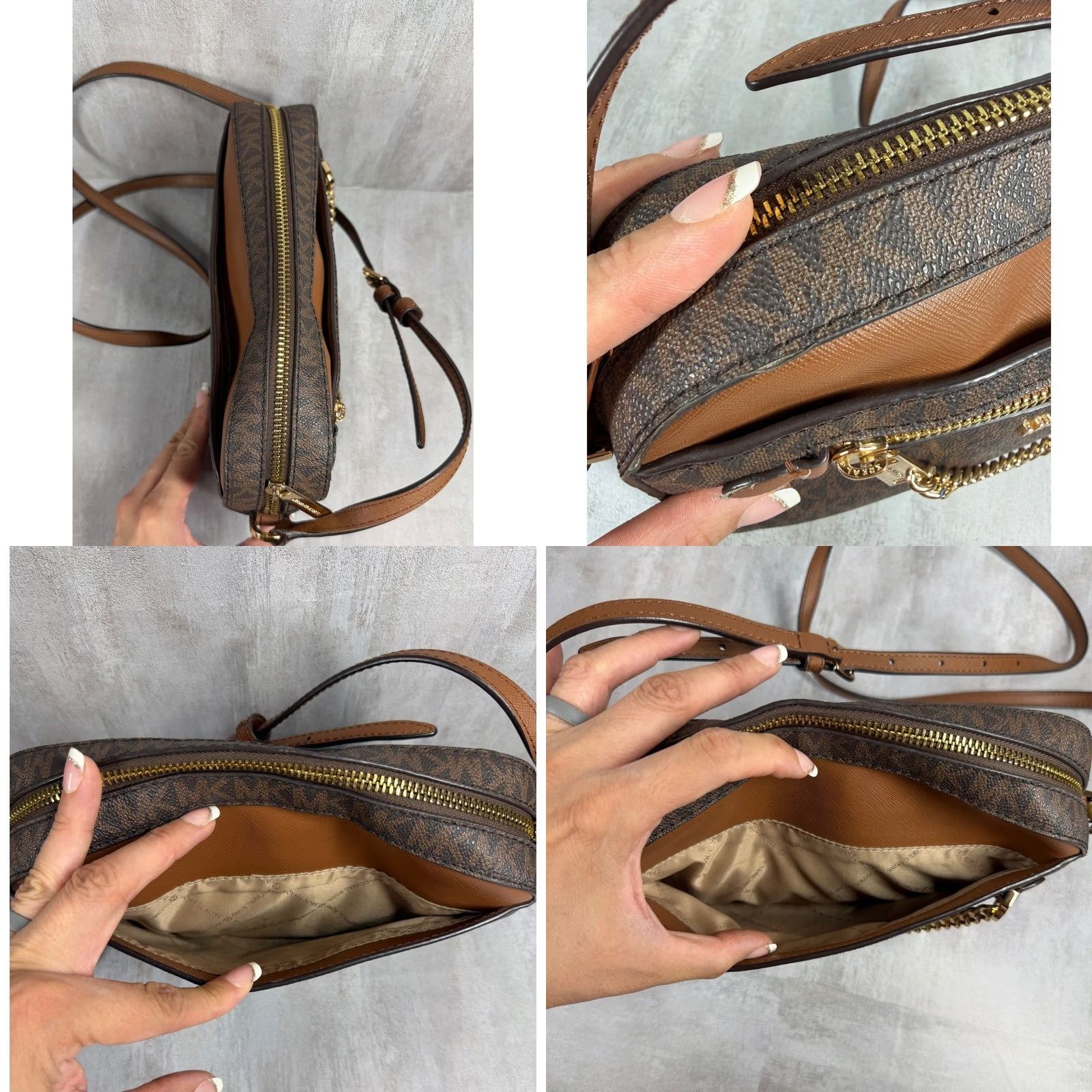 Michael Kors Michael Kors Jet Set Large East West Crossbody Bag Brown Logo Canvas Leather Acorn Strap Chain Flaw Size ONE SIZE - 8 Thumbnail