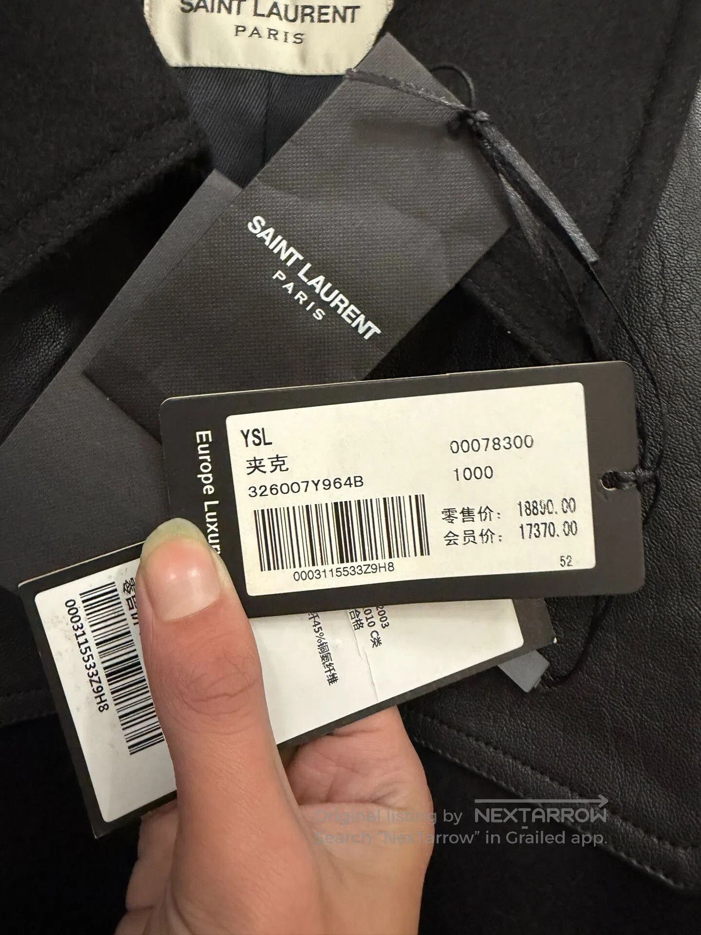 Saint Laurent Paris Saint Laurent Black Leather Wool Jacket. Size US L / EU 52-54 / 3 - 4 Thumbnail