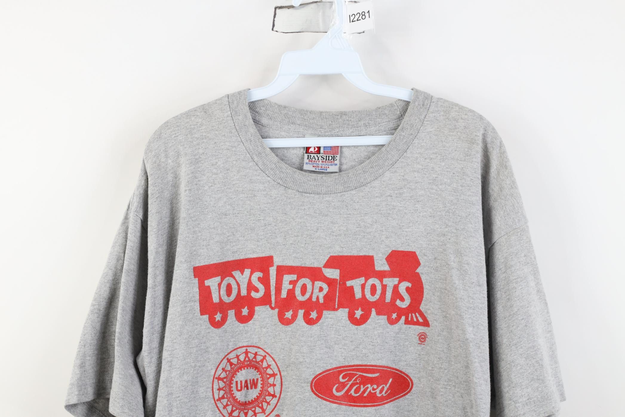 Vintage Vintage 90s Co Toys For Tots Union UAW T-Shirt Gray USA Size US XL / EU 56 / 4 - 2 Thumbnail