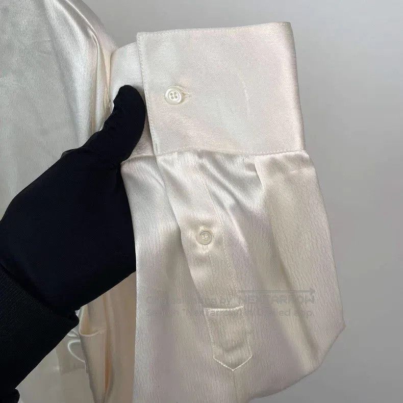 Loewe Loewe Champagne White Logo Long Sleeve Shirt Size XS / US 0-2 / IT 36-38 - 4 Thumbnail