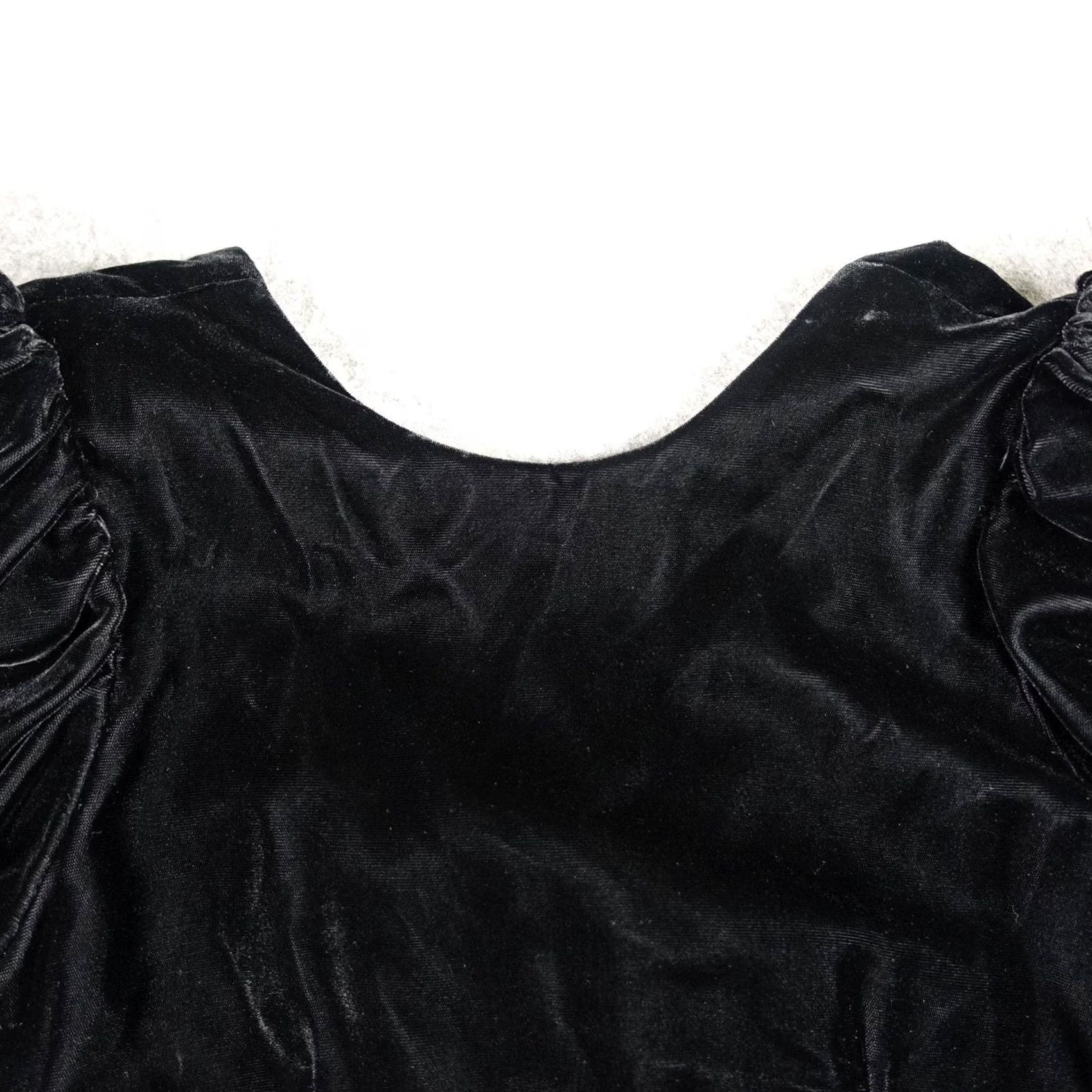 Velvet VINTAGE Black Velvet Dress Puff Sleeve Peplum Rhinestone Bow Midi 80s Womens 6 Dress Black Velvet Puff Sleeve Peplum Rhinestone Bow Midi 80s Womens 6 Size M / US 6-8 / IT 42-44 - 3 Thumbnail