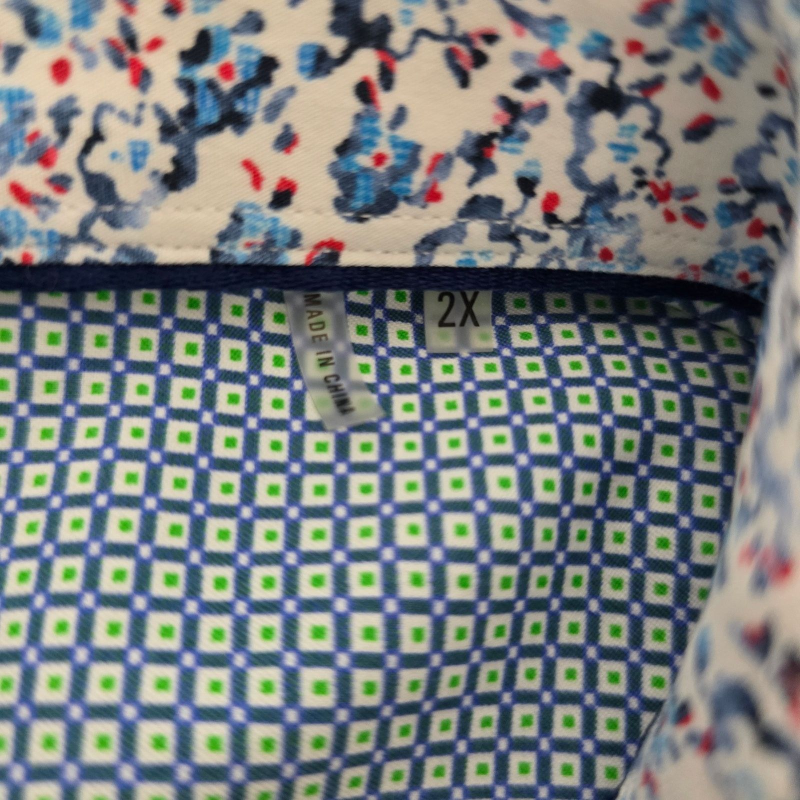 BUGATCHI BUGATCHI Comfort Stretch Shirt 2X Geo Print Floral Flip Cuff Size US XXL / EU 58 / 5 - 12 Thumbnail