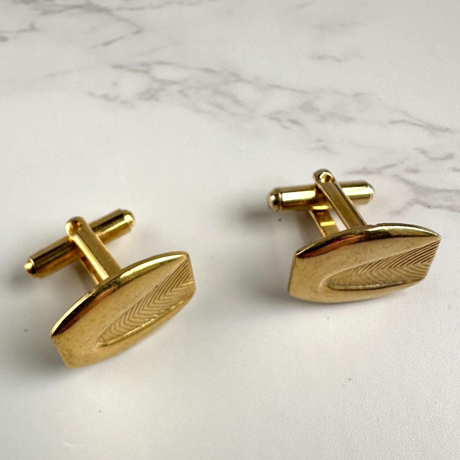 Vintage Vintage 1950s Gold Tone Cufflinks With Atomic Design For Men Size ONE SIZE - 3 Thumbnail