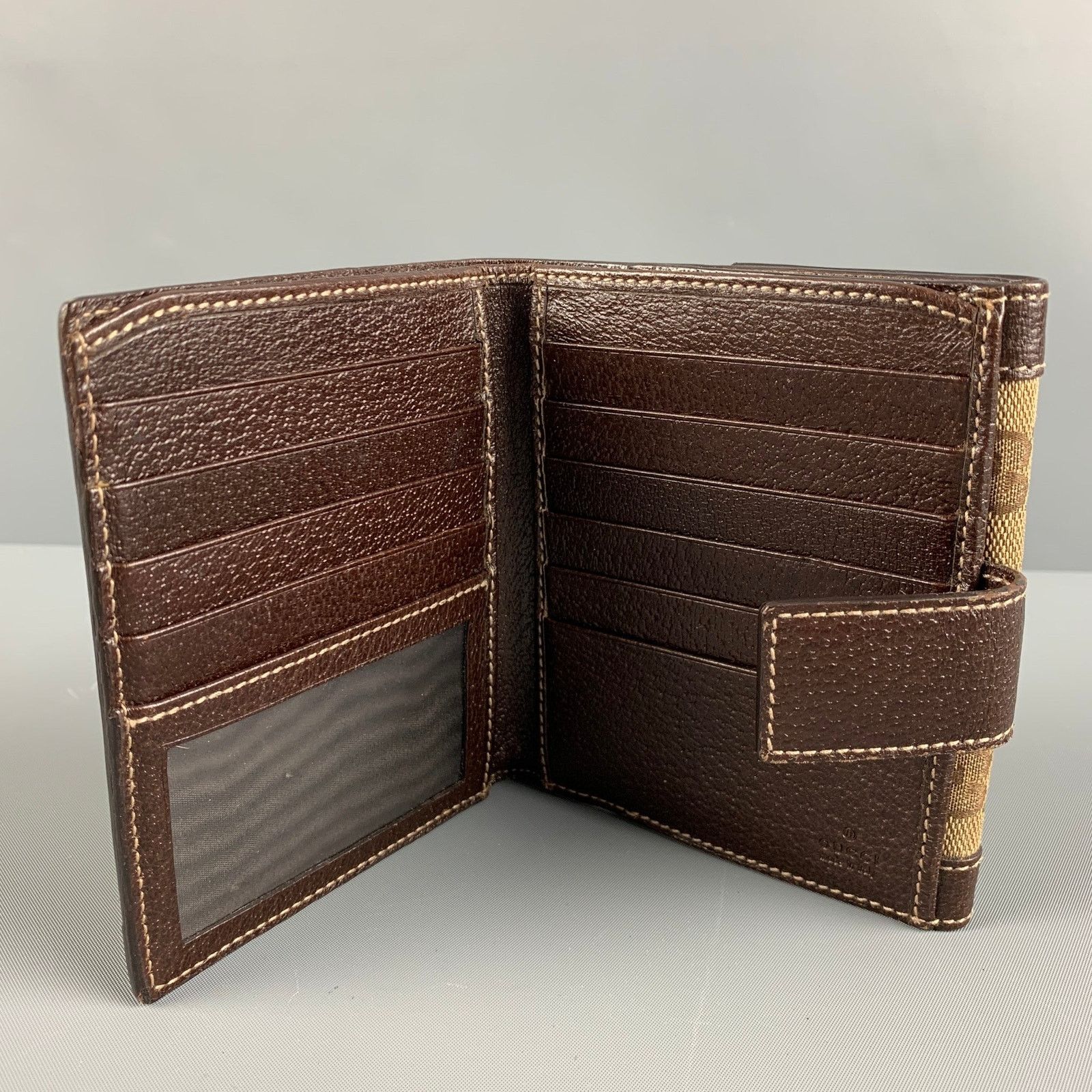 Gucci GUCCI Walet Brown Beige Monogram Canvas Leather Size ONE SIZE - 3 Thumbnail