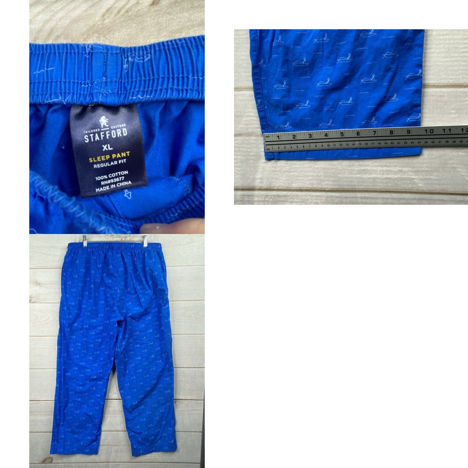 Stafford Stafford Men’s Sleep Pants XL Regular Blue Fishing Pockets 100% Cotton Pants Mens XL Blue Fishing Sleep Pants Size US 36 / EU 52 - 8 Thumbnail