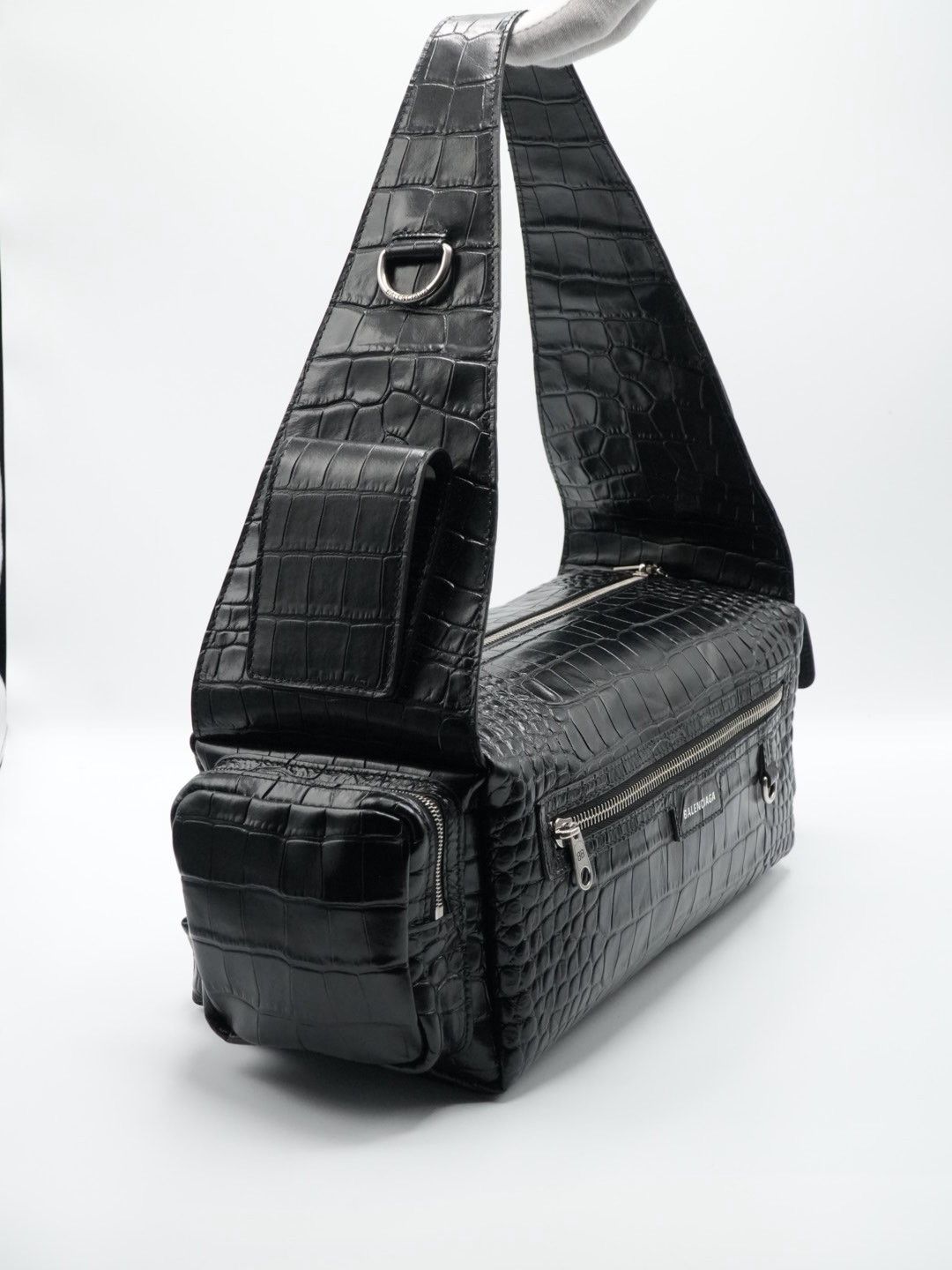 Balenciaga Balenciaga Black Croc Embossed Small Superbusy Sling Bag Size ONE SIZE - 9 Thumbnail