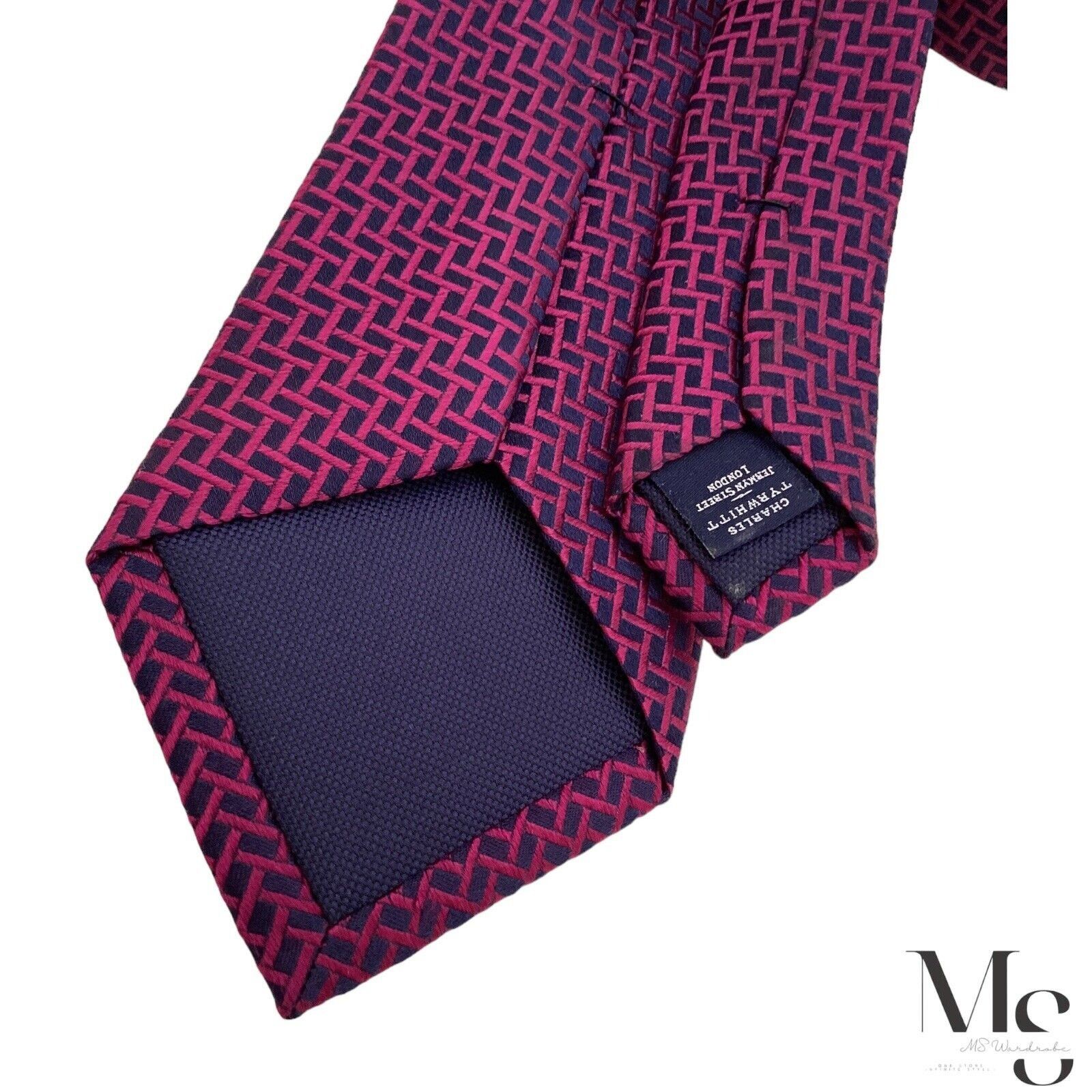 Charles Tyrwhitt CHARLES TYRWHITT XL Purple Geometric Luxury Silk Tie W: 3" E Size ONE SIZE - 5 Thumbnail