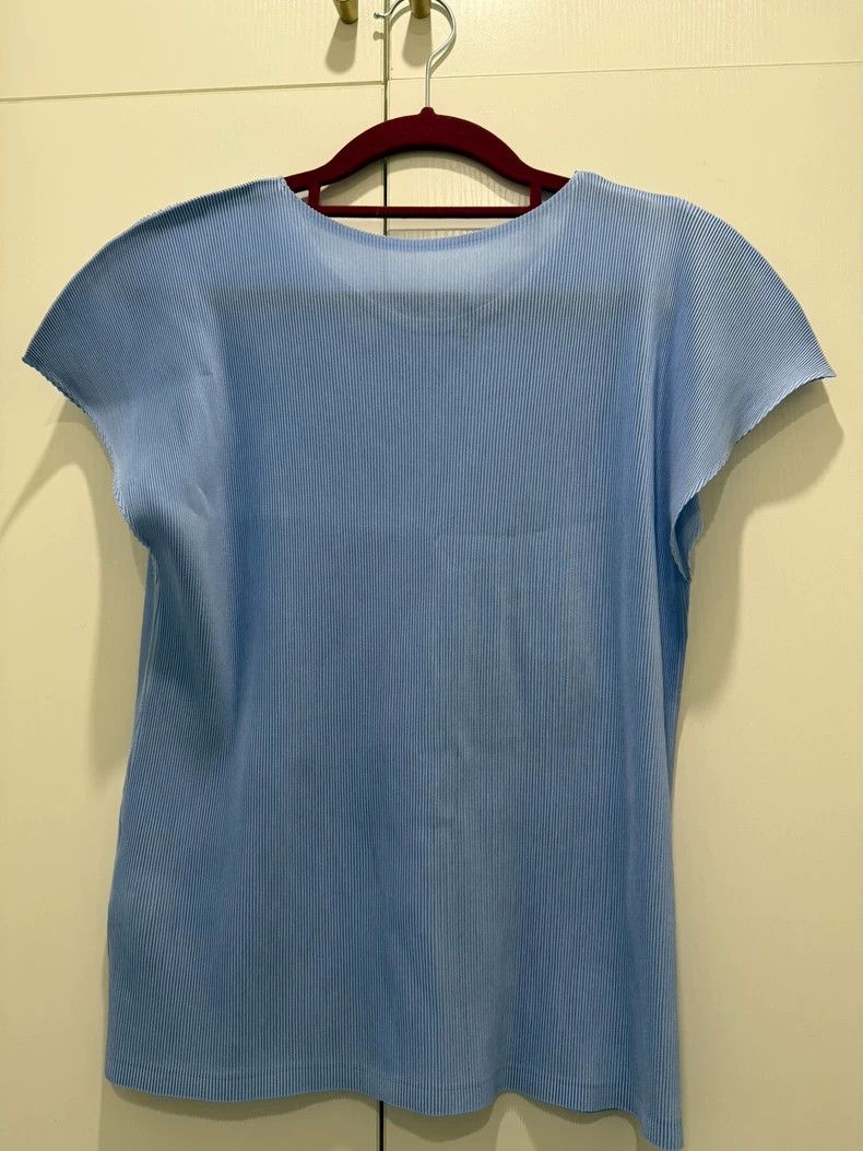 Issey Miyake Issey Miyake Blue pleated short-sleeved shirt Size L / US 10 / IT 46 - 3 Thumbnail