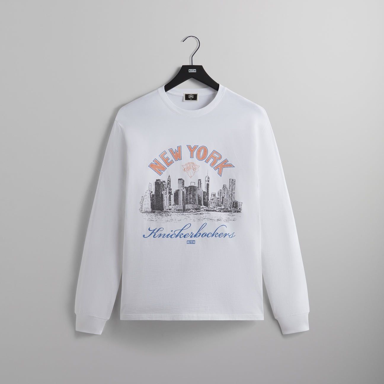 image of Kith For The New York Knicks Skyline L/s Vintage Tee White, Men's (Size XL)