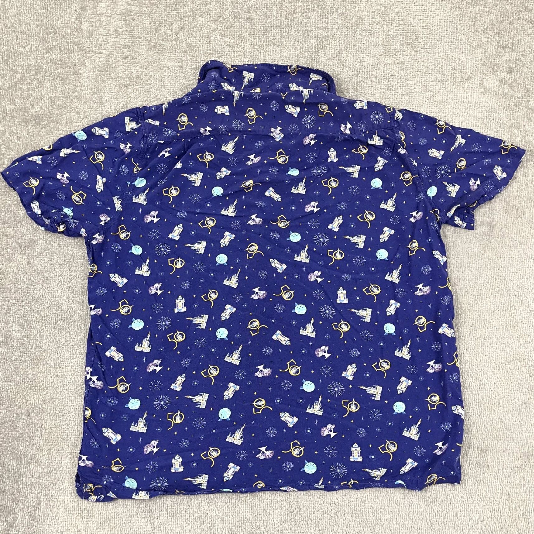 Reyn Spooner VINTAGE Reyn Spooner x Walt Disney 50th Anniversary Camp Button Up Shirt Mens 2XL Blue Geometric Mickey Mouse 90s Mens Size US XXL / EU 58 / 5 - 6 Thumbnail