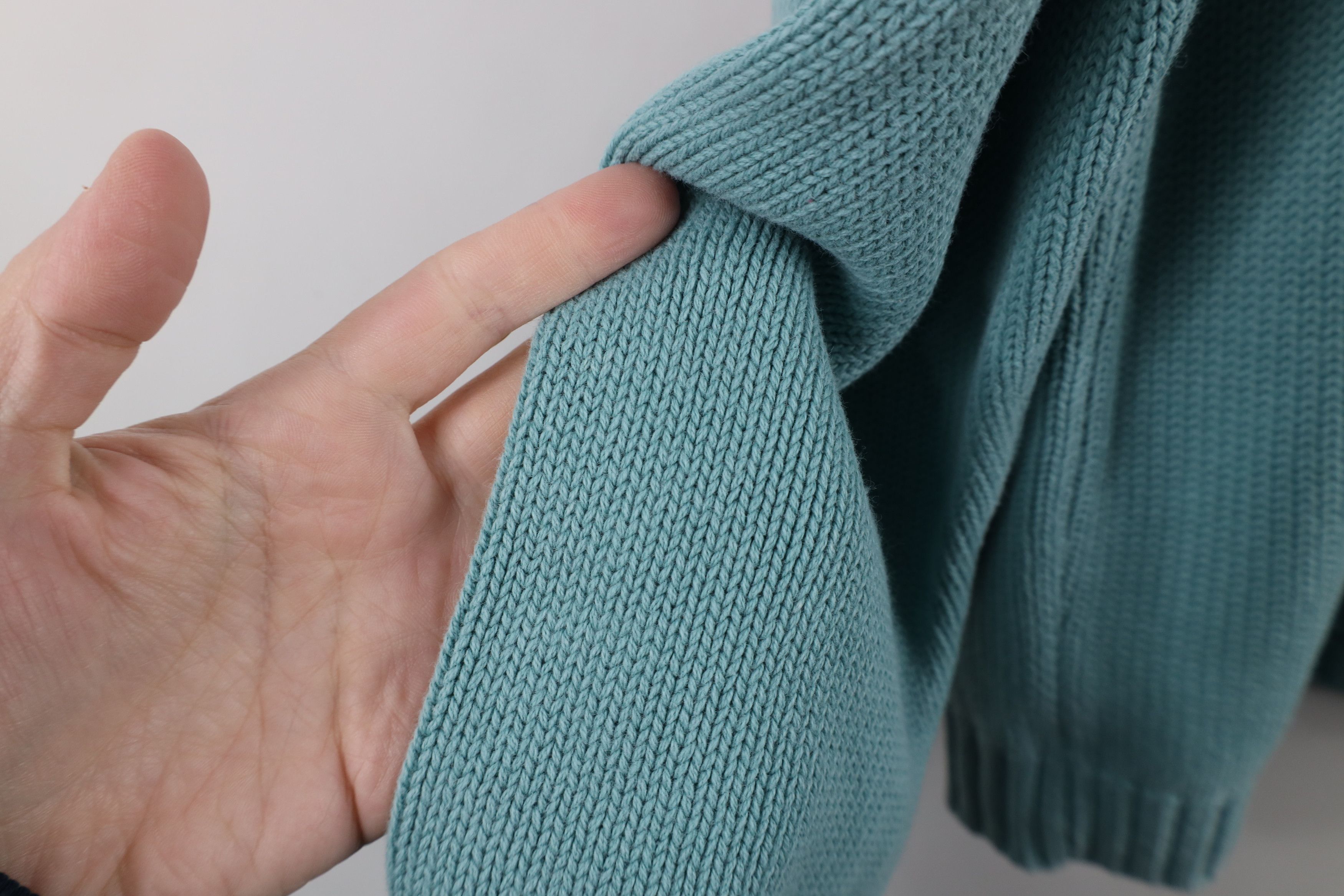 Lands' End × Vintage Vintage 90s Lands End Blank Cotton Knit Sweater Teal USA Size L / US 10 / IT 46 - 9 Thumbnail