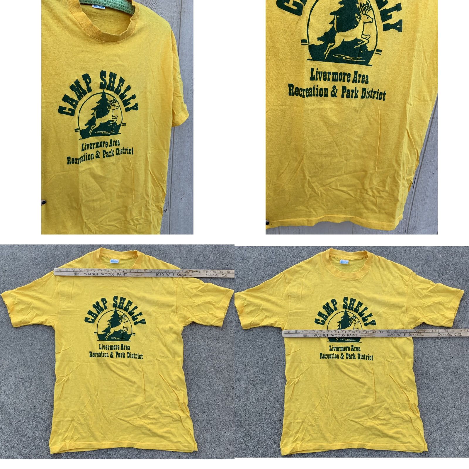 Vintage VINTAGE Belton Camp Shelly Livermore ARPD t shirt 1980s Yellow Cotton Crew Neck Short Sleeve Men L Size US L / EU 52-54 / 3 - 8 Thumbnail