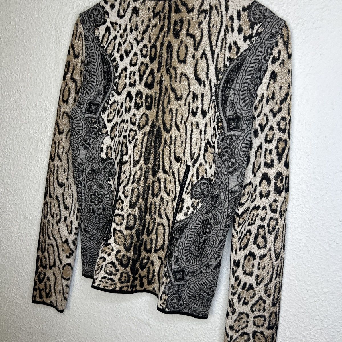 Designer Marc Cain Zip Cardigan Wool Sweater Jacket Jumper Leopard Size M / US 6-8 / IT 42-44 - 9 Thumbnail