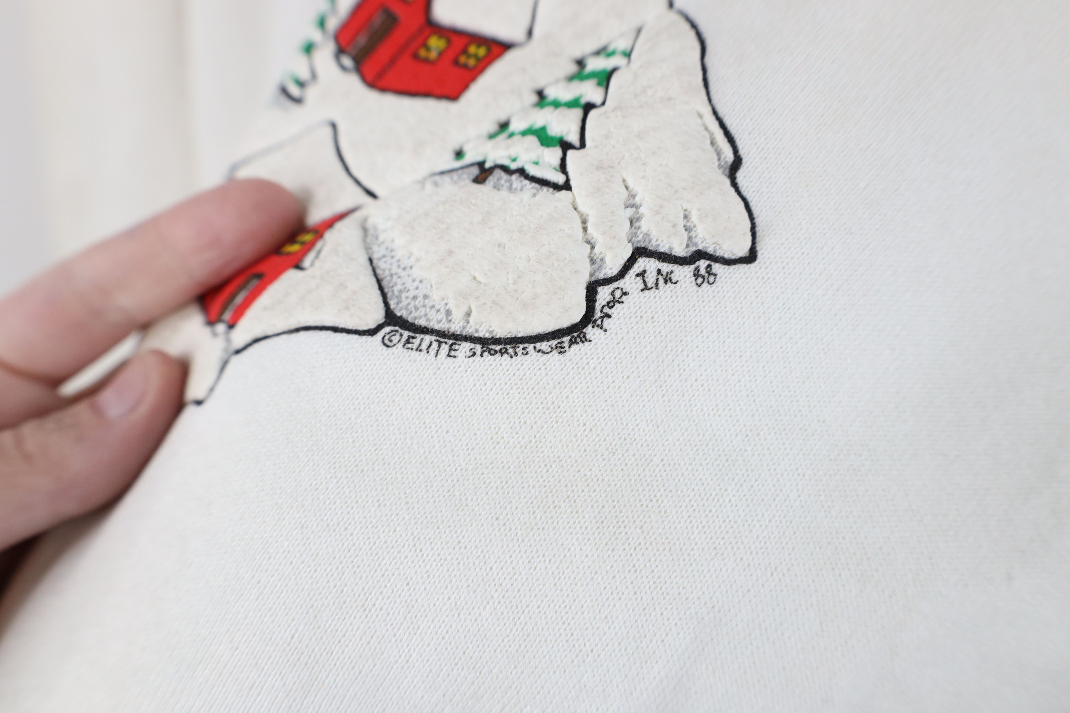 Fruit Of The Loom Deadstock Vintage 80s Christmas Bear Train Sweatshirt USA Size L / US 10 / IT 46 - 10 Thumbnail