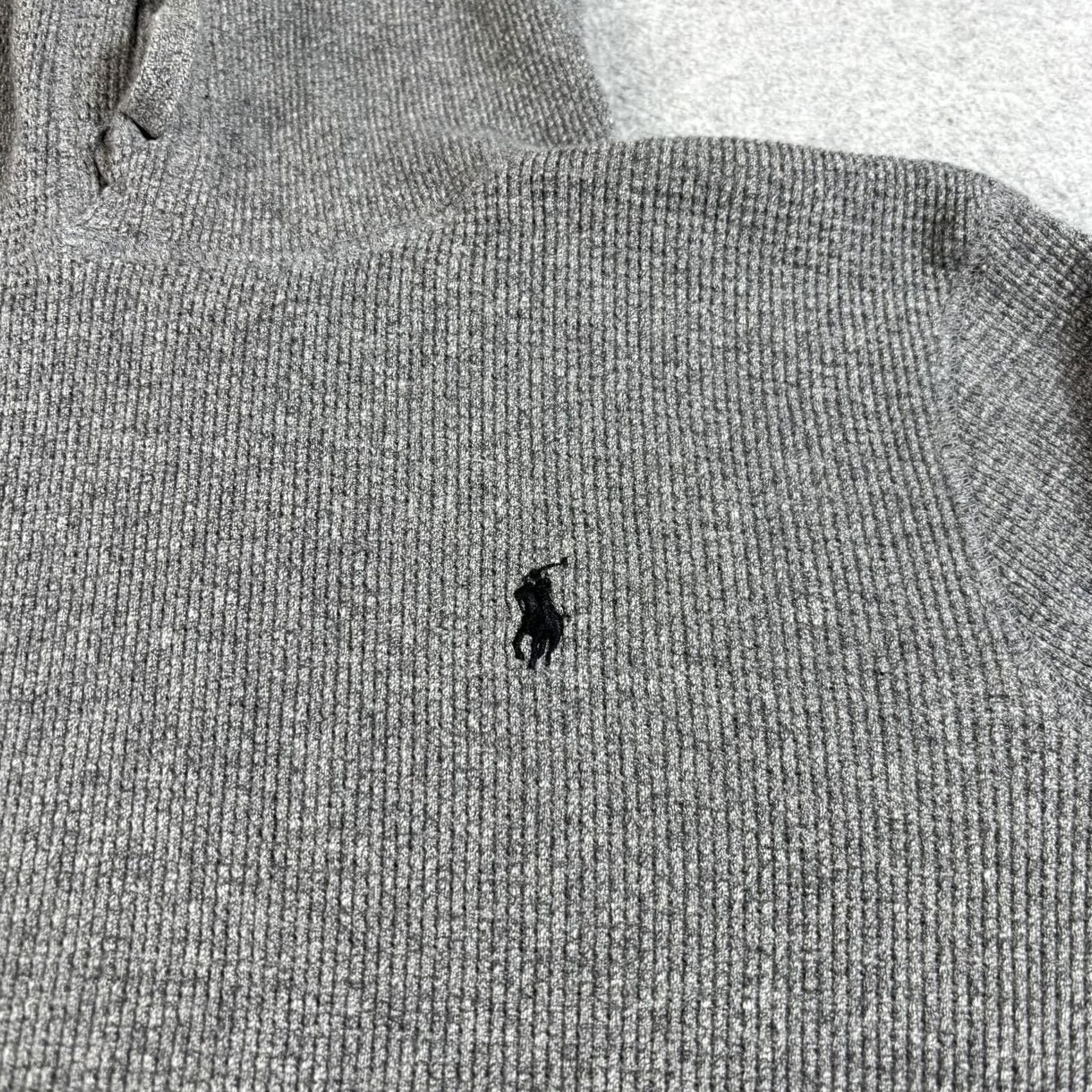 Polo Ralph Lauren Polo Ralph Lauren Hoodie Mens L Gray Thermal Knit Pullover Hooded Pockets Logo Embroidered Cotton Crew Neck Fall Size US L / EU 52-54 / 3 - 6 Thumbnail