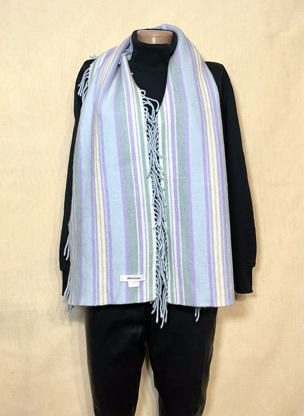Johnstons Of Elgin Johnstons stripped blue wool scarf Size ONE SIZE - 10 Thumbnail