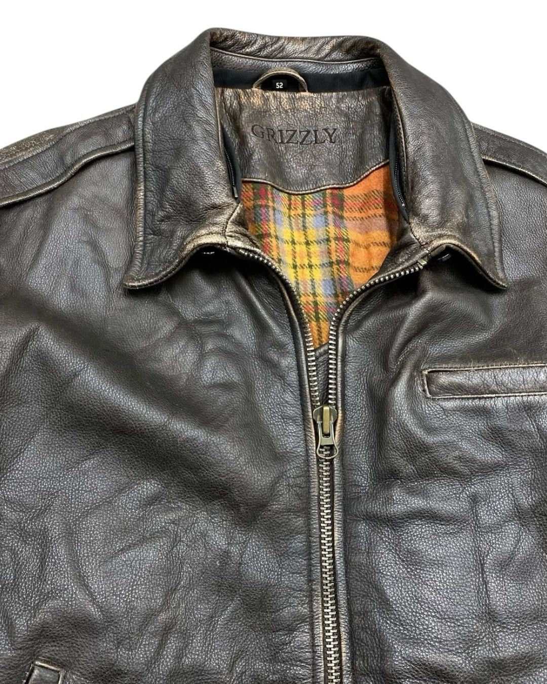 Genuine Leather Vintage Grizzly Leather Bomber Jacket Distressed 90s Size US L / EU 52-54 / 3 - 2 Thumbnail