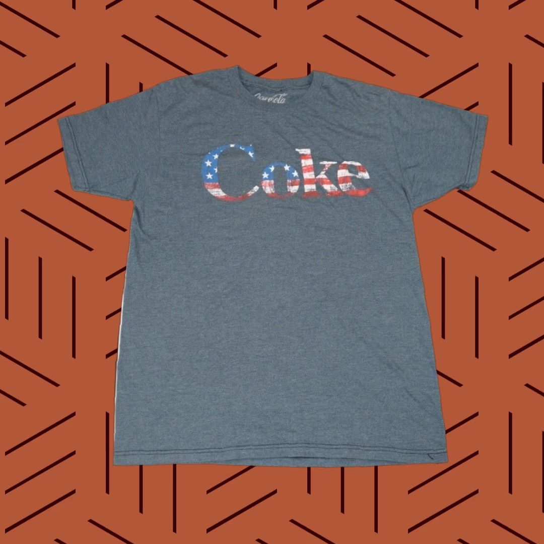 Vintage Coca-Cola Coke MENS American Flag MENS Vintage Retro BLUE T-SHIRT 50/50 MED M Size US M / EU 48-50 / 2 - 1 Thumbnail