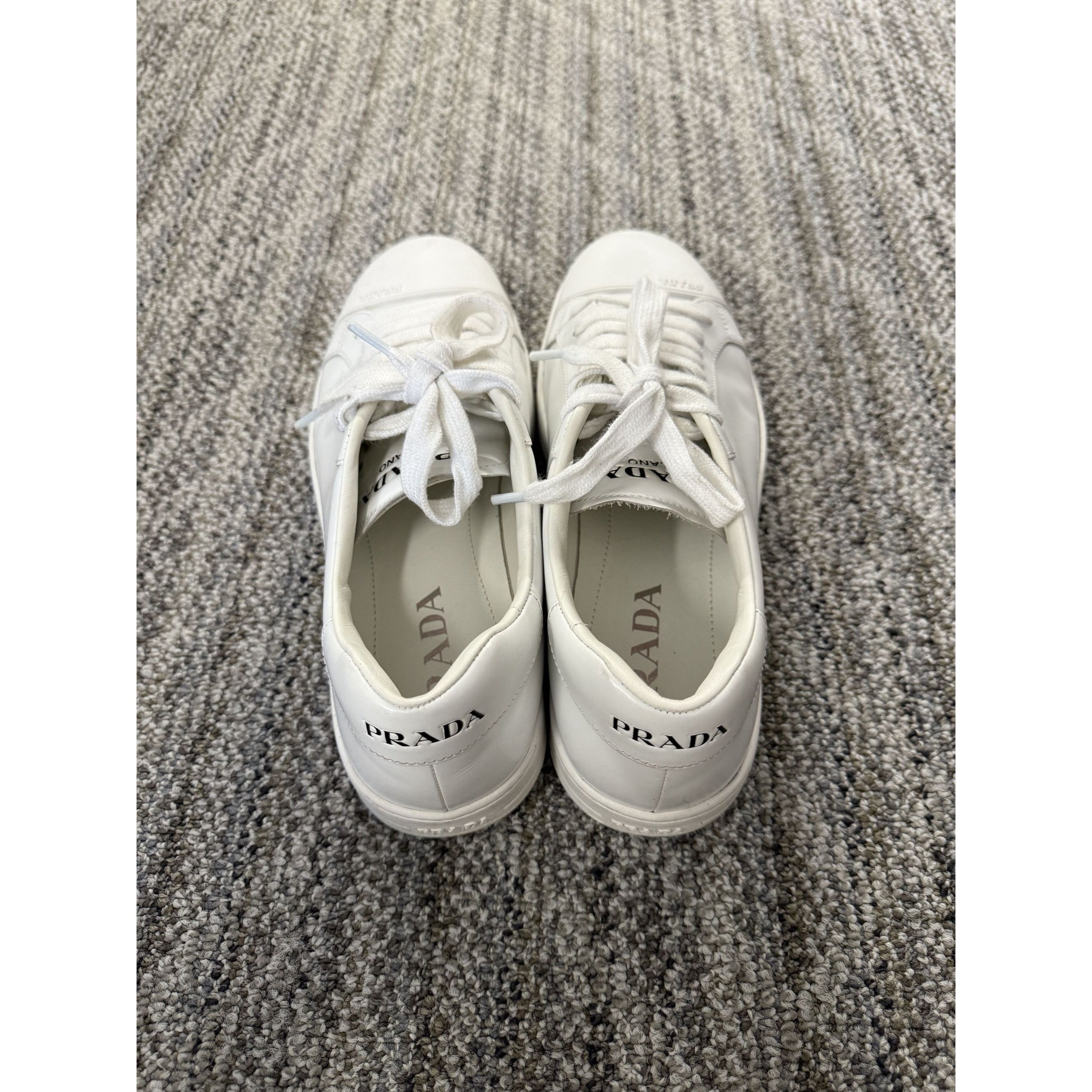 Prada Prada White Leather Low-Top Sneakers With Laces Size US 6.5 / IT 36.5 - 3 Thumbnail