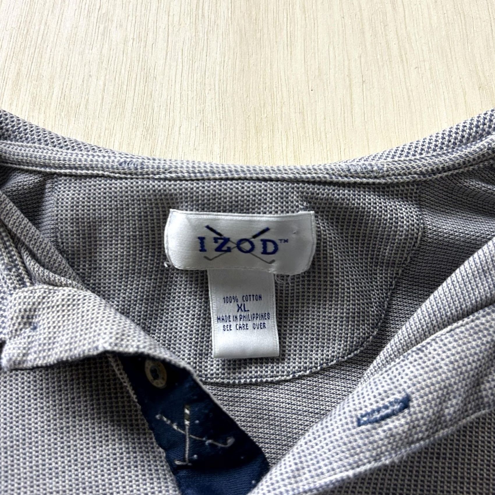 Izod Izod Polo Shirt Mens XL Gray Geometric Knit Short Sleeve Cotton Casual Top Size US XL / EU 56 / 4 - 3 Thumbnail