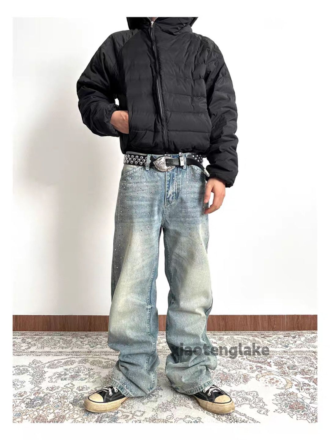 Jean zx utility punk yuppie grunge rhinestone flared cargo jeans Size US 34 / EU 50 - 1 Thumbnail