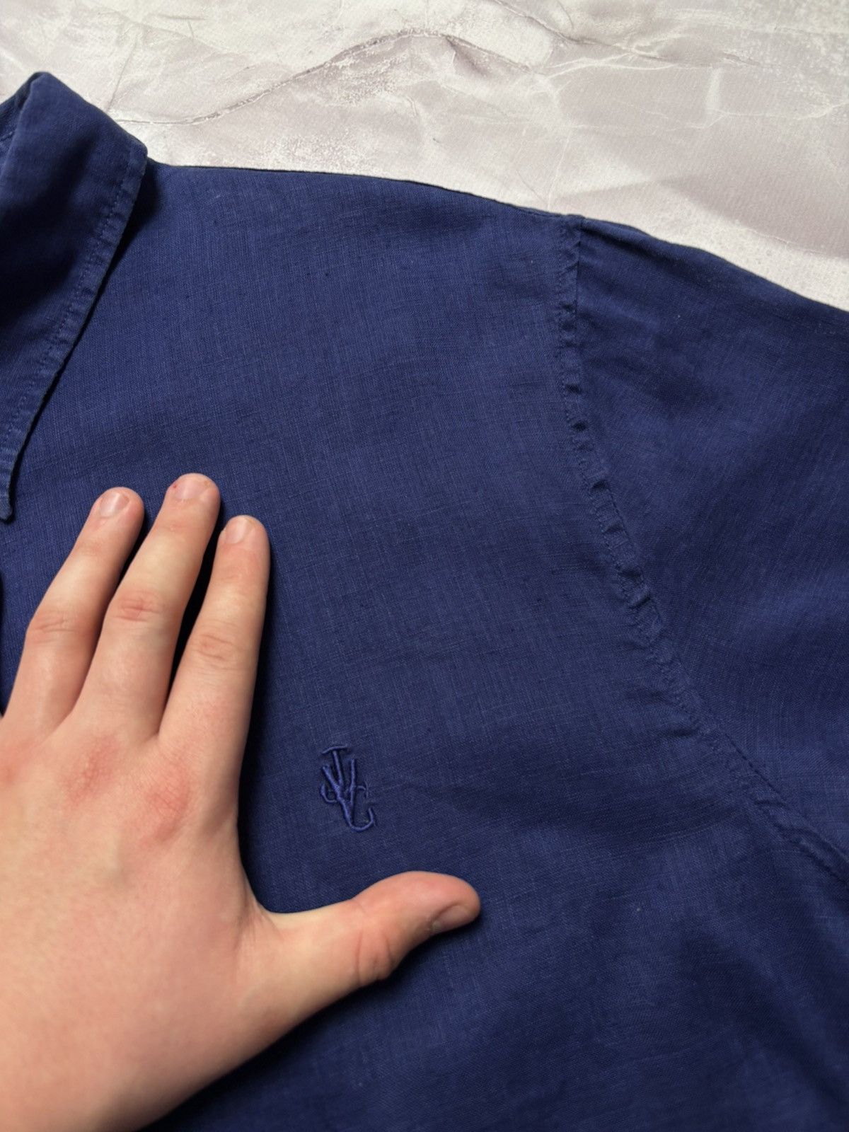 Versace × Versace Jeans Couture Versace Jeans Couture Linen Short Sleeve Shirt Blue Mens XXL Size US XXL / EU 58 / 5 - 3 Thumbnail