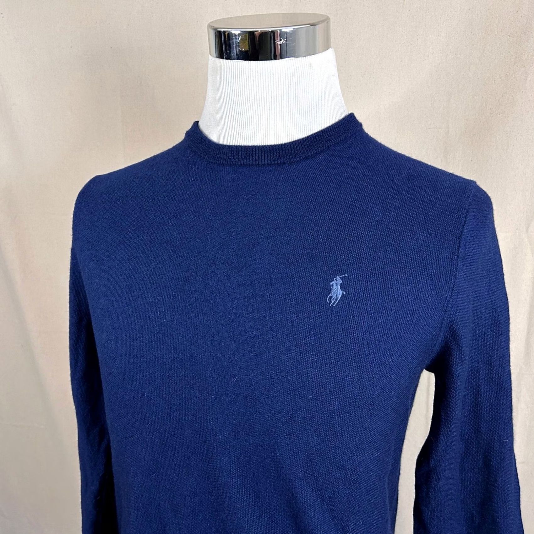 Polo Ralph Lauren Polo Ralph Lauren Medium Slim Fit Sweater Merino Wool Silk Navy Blue Crewneck Size US M / EU 48-50 / 2 - 2 Thumbnail