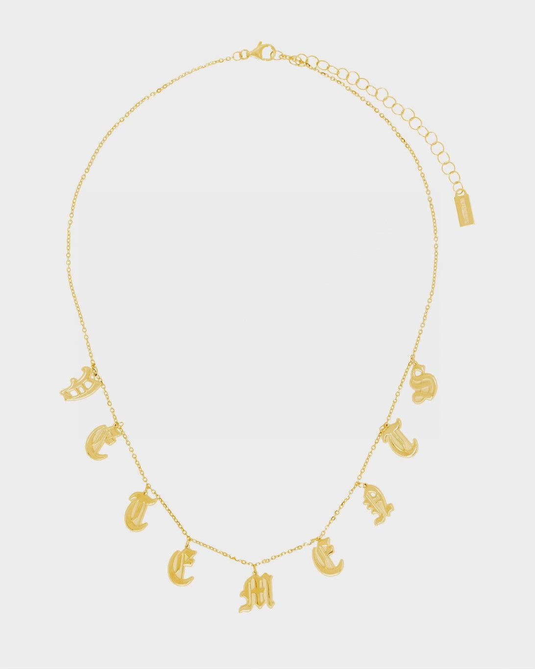 image of Vetements Gold Gothic Letters Logo Necklace, Men's