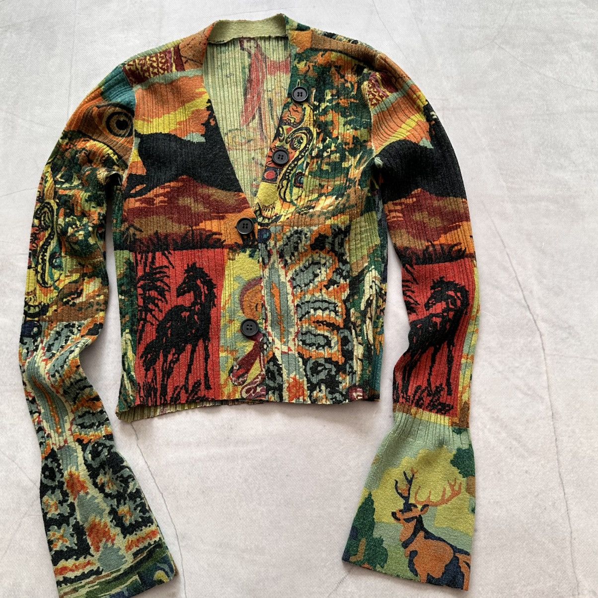 Hysteric Glamour Patchwork Ribbed Sweater Cardigan Custo Barcelona Style Size S / US 4 / IT 40 - 2 Thumbnail