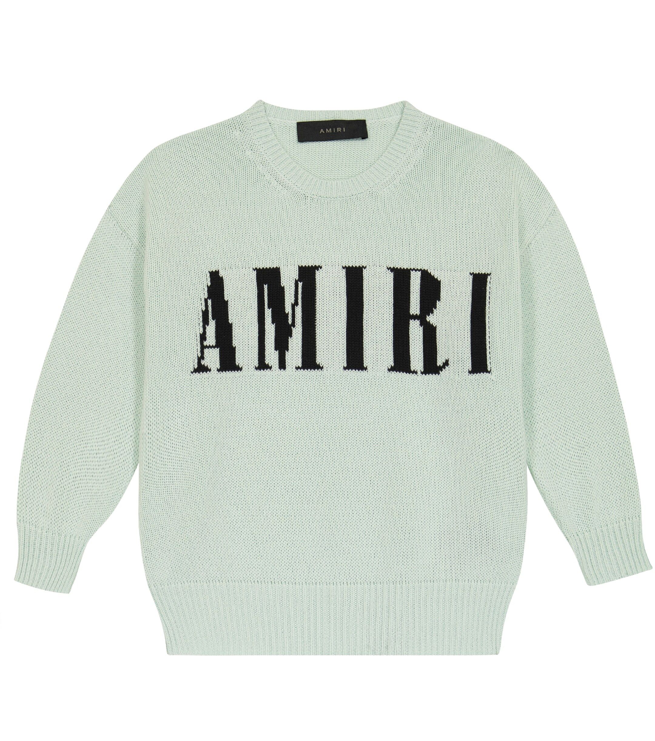 Amiri oc11z0225 KIDS Intarsia-Knit Sweater in Light Green Size US XXS / EU 40 - 1 Thumbnail