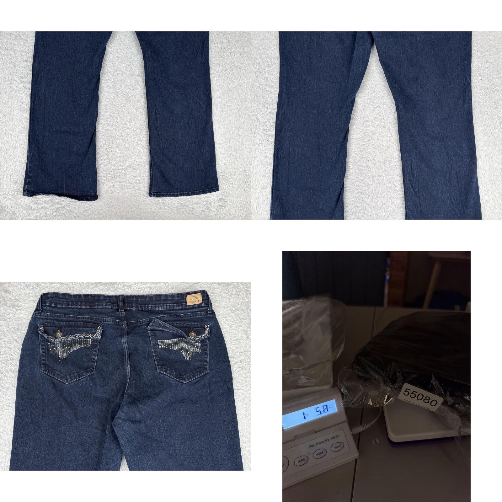 Jordache Jordache Jeans Bootcut Womens 16 Dark Blue Denim Mid Rise Stretch 5-Pocket Embroidered Rhinestone Jeans Womens 16 Vintage No Size 38" / US 16 / IT 52 - 10 Thumbnail