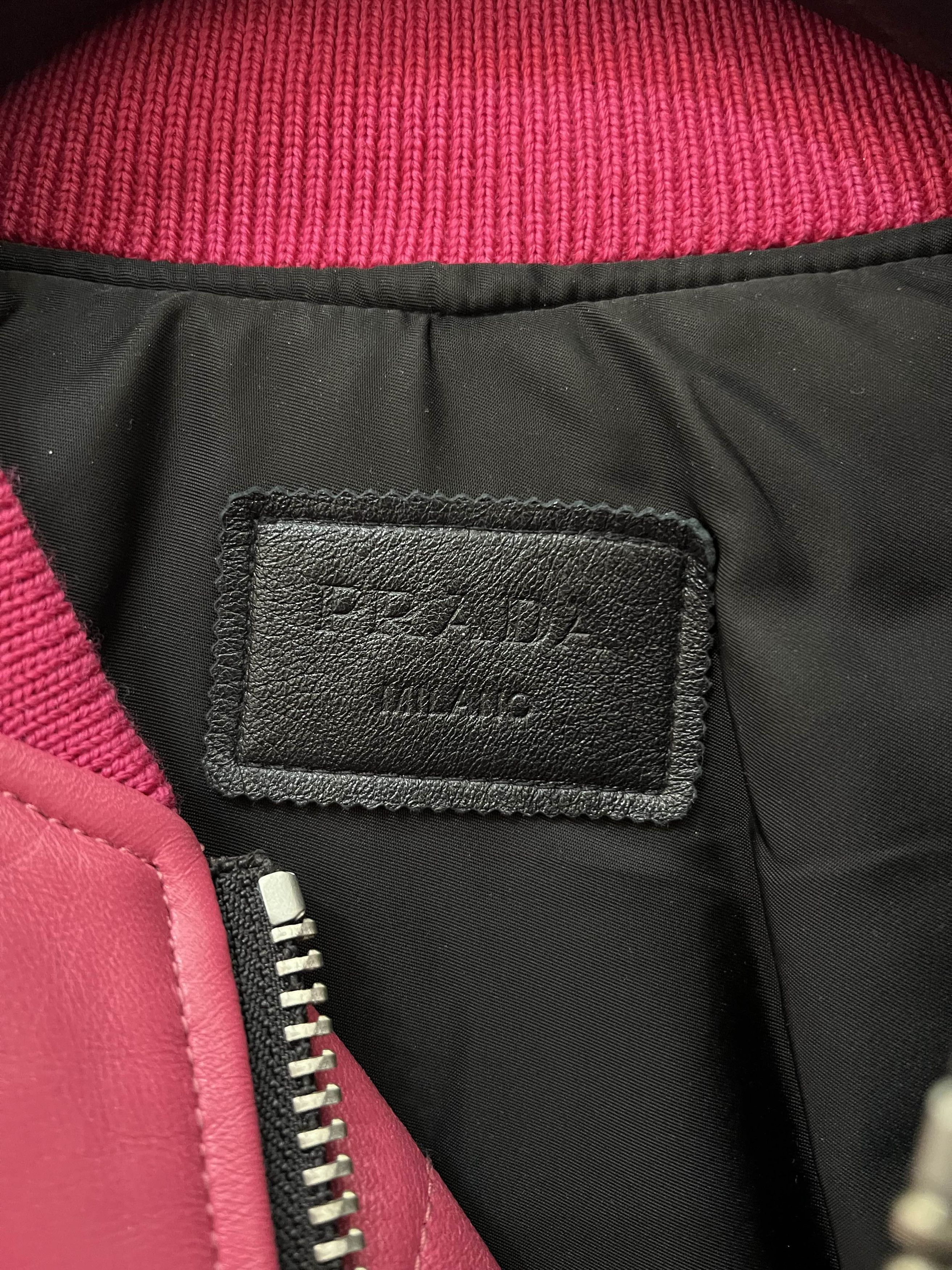 Prada Prada Pink Leather Bomber Jacket Size US L / EU 52-54 / 3 - 4 Thumbnail