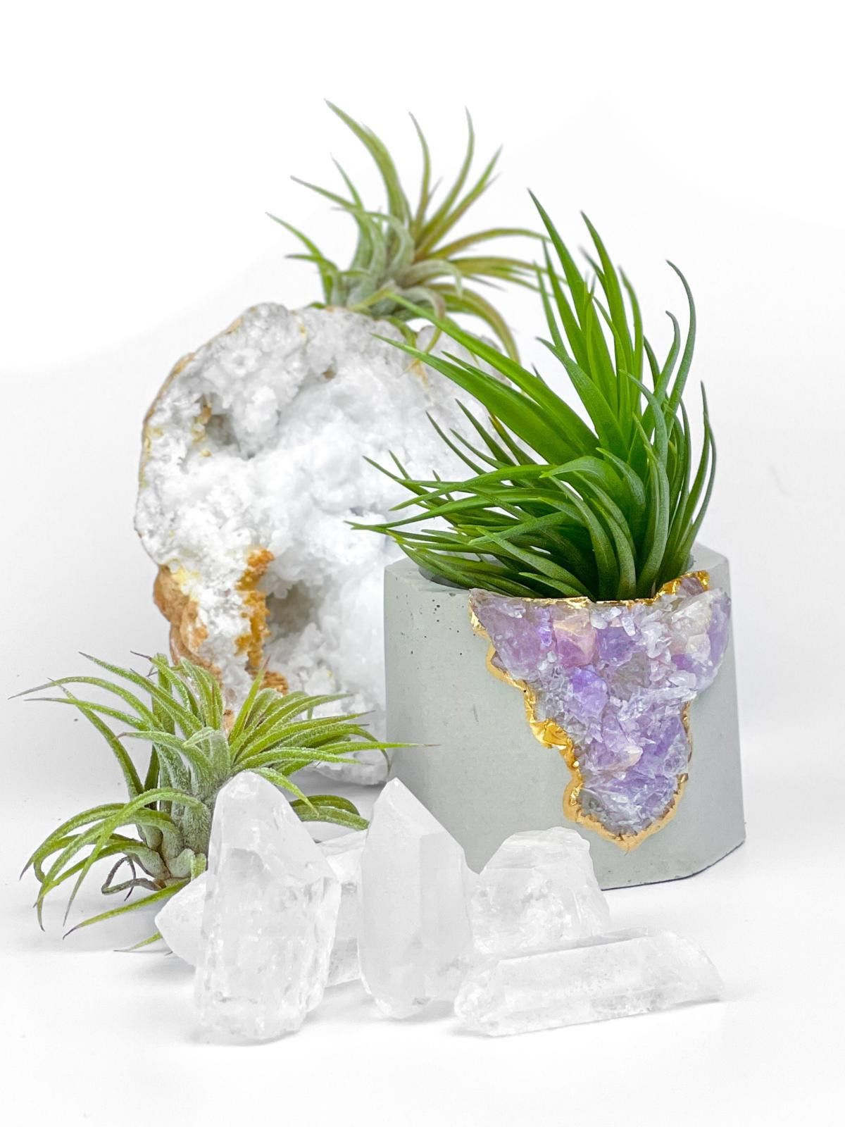 Other Amethyst Crystal Geode Planter Concrete Succulent Pot Size ONE SIZE - 7 Thumbnail