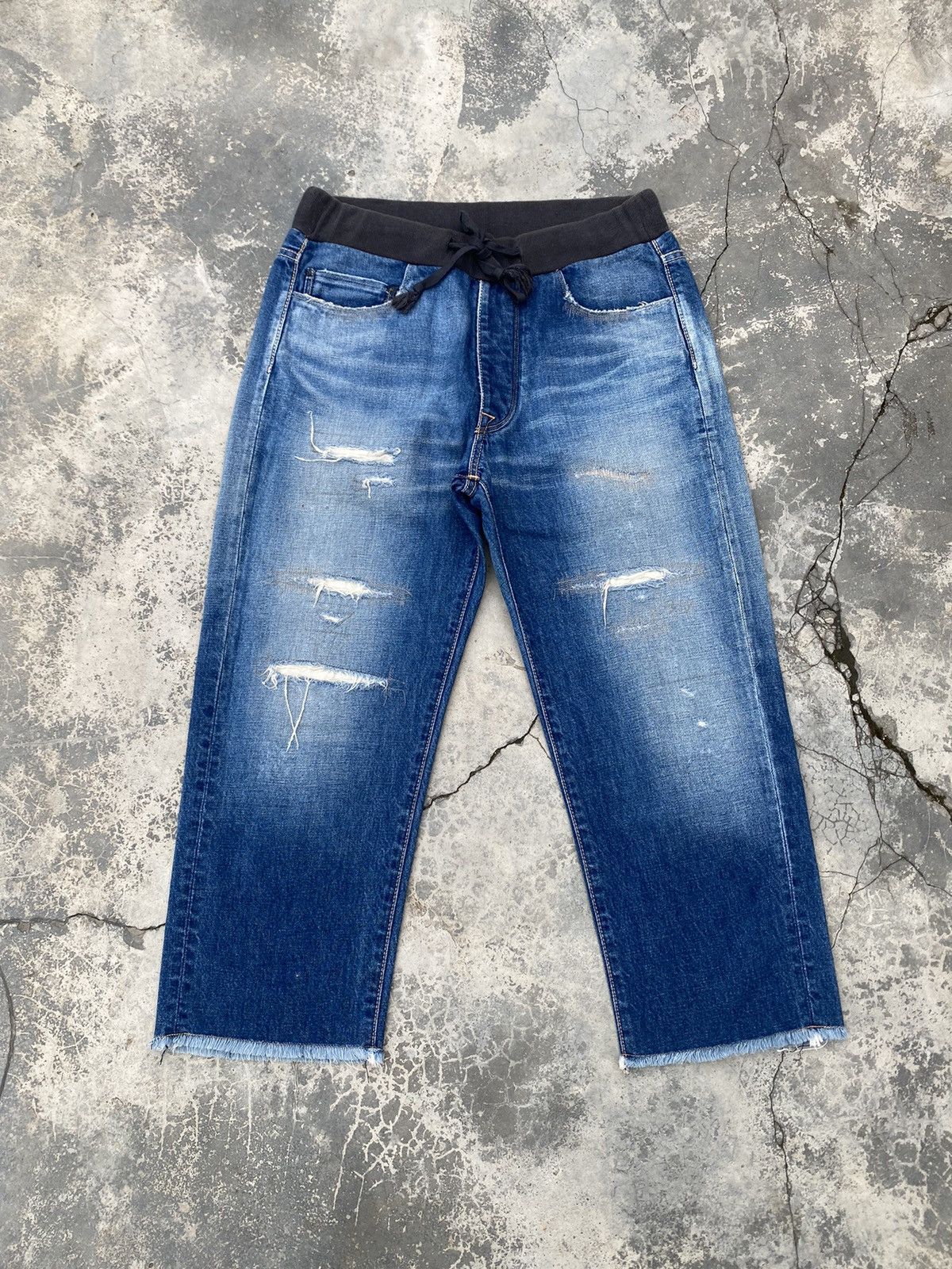 Japanese Brand KURO Hybrid Selvedge Repaired Jeans VISVIM KAPITAL STYLE Size US 29 - 1 Thumbnail