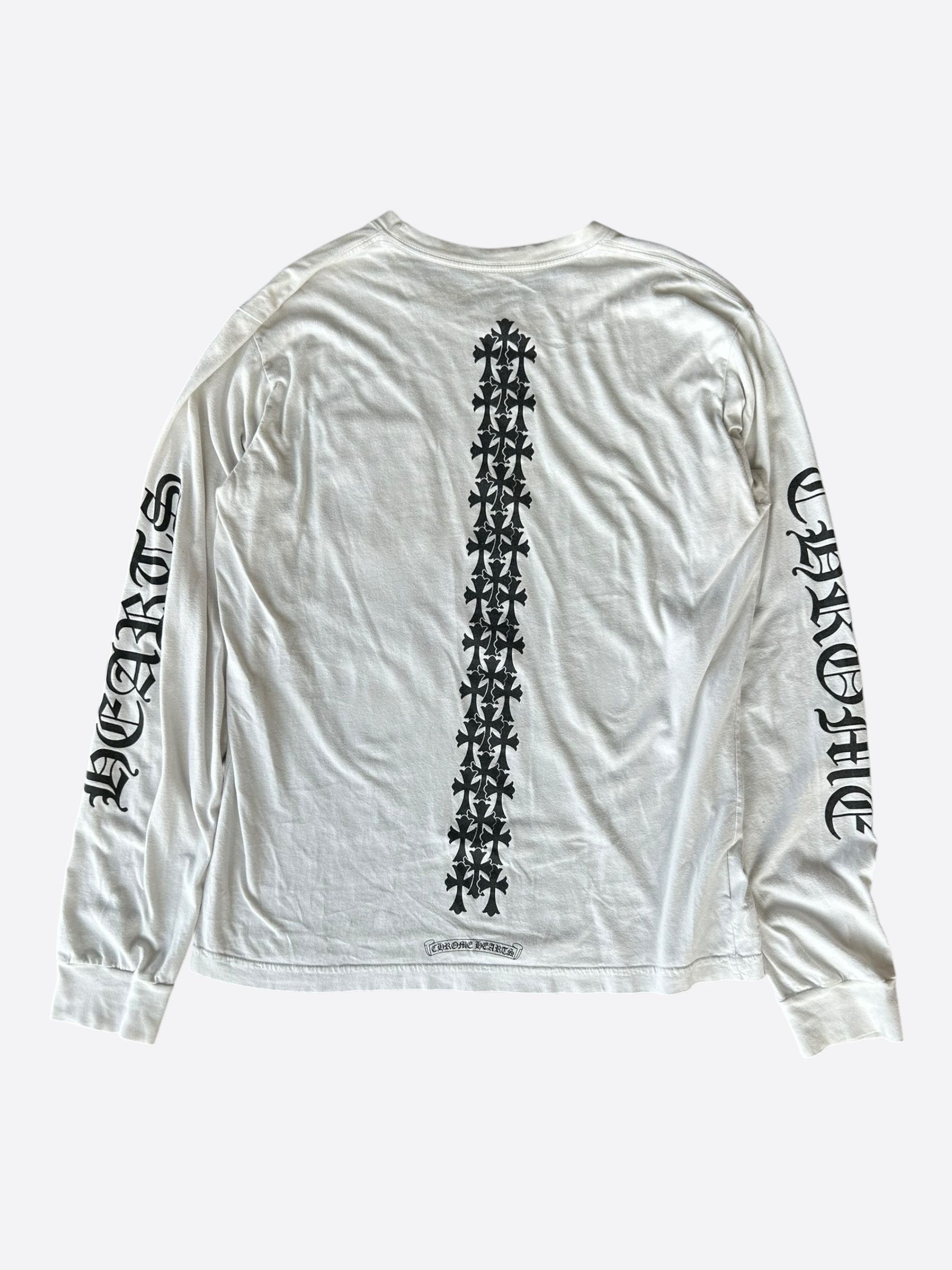Chrome Hearts White & Black Cemetery Cross Longsleeve T-Shirt Size US L / EU 52-54 / 3 - 1 Thumbnail